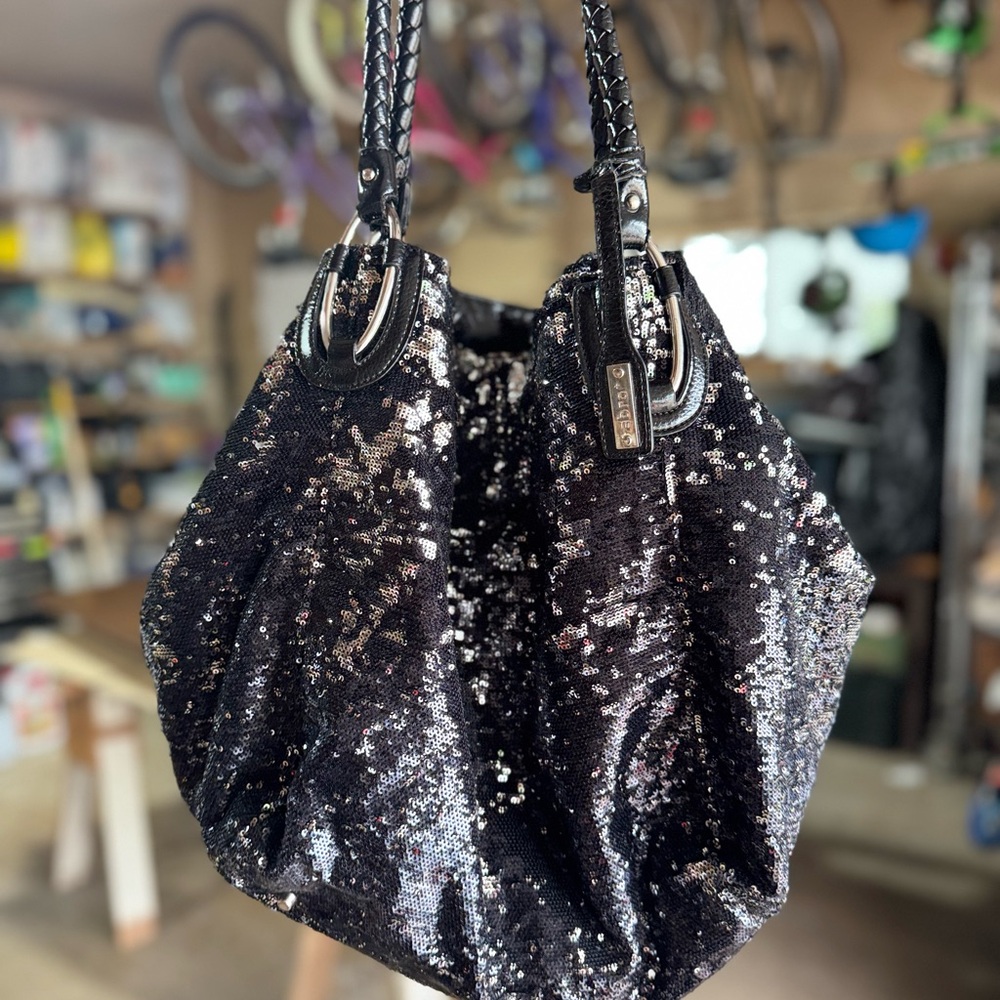 Abro Elegant Black Sequin Shoulder Bag